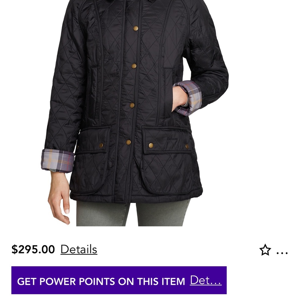 Barbour Black Quilted Jacket with Contrast Corduroy Collar - Picture 3 of 4
